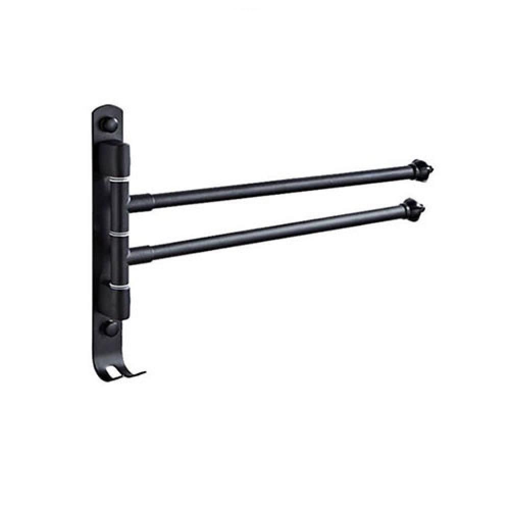 Stainless Steel Swivel Towel Bar - Space Saving Wall Mount Rotating Towel Rack with Hooks for Bathroom, Kitchen & Laundry Room Organization