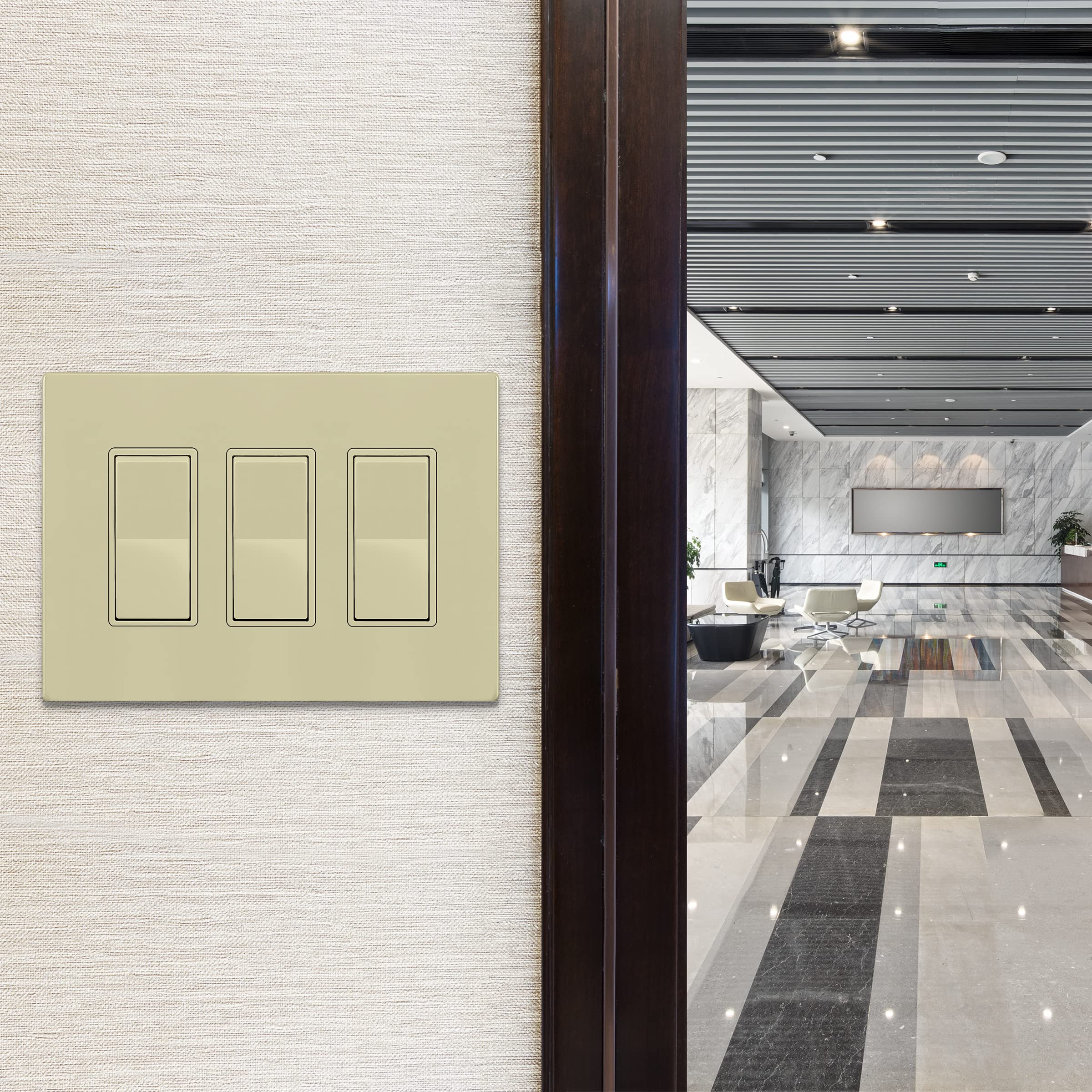 ENERLITES Screwless Decorator Wall Plates - Child Safe Outlet Covers, Glossy Finish, Medium Size 3-Gang (4.88