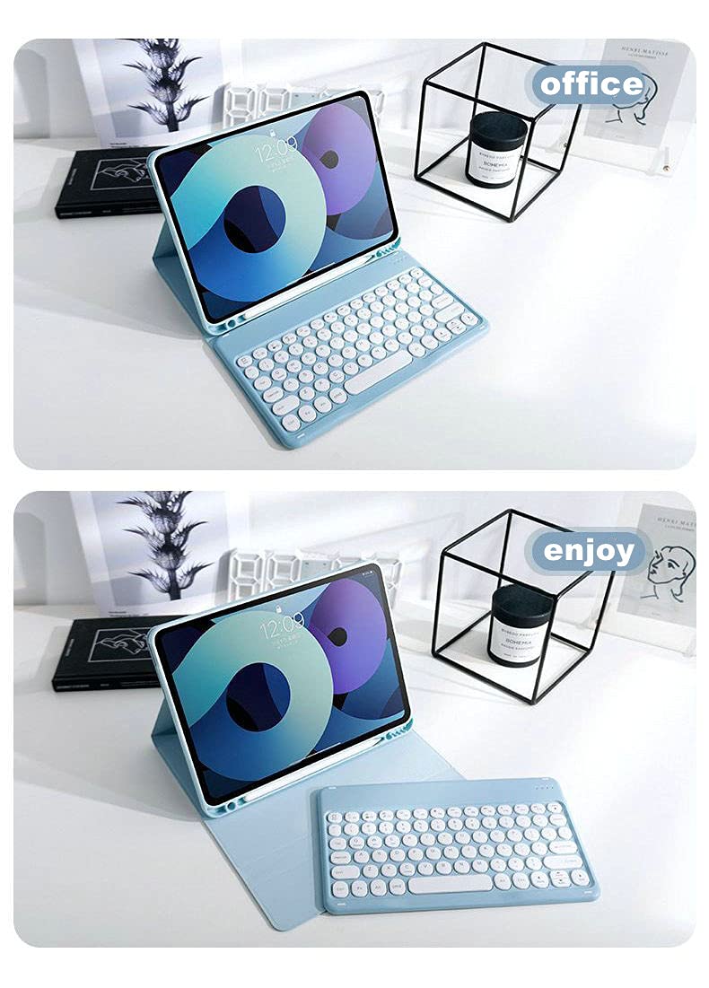 Detachable Keyboard Case for iPad 6th/5th Generation & iPad Air 2/Pro 9.7 - Wireless Bluetooth Keyboard with Mouse Support, Cute Round Keys & Apple Pencil Holder (Yellow) - Perfect for Work, Study & Travel