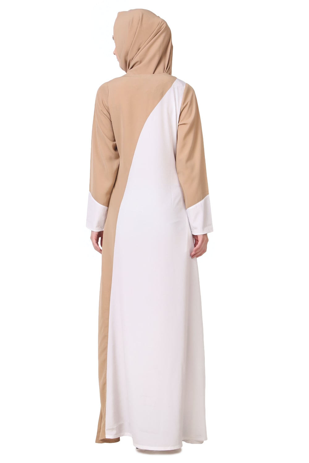 Elegant Dual Color Asymmetric Panel Abaya Dress - Modest Islamic Fashion for Women - Perfect for Prayer, Mosque, and Special Occasions