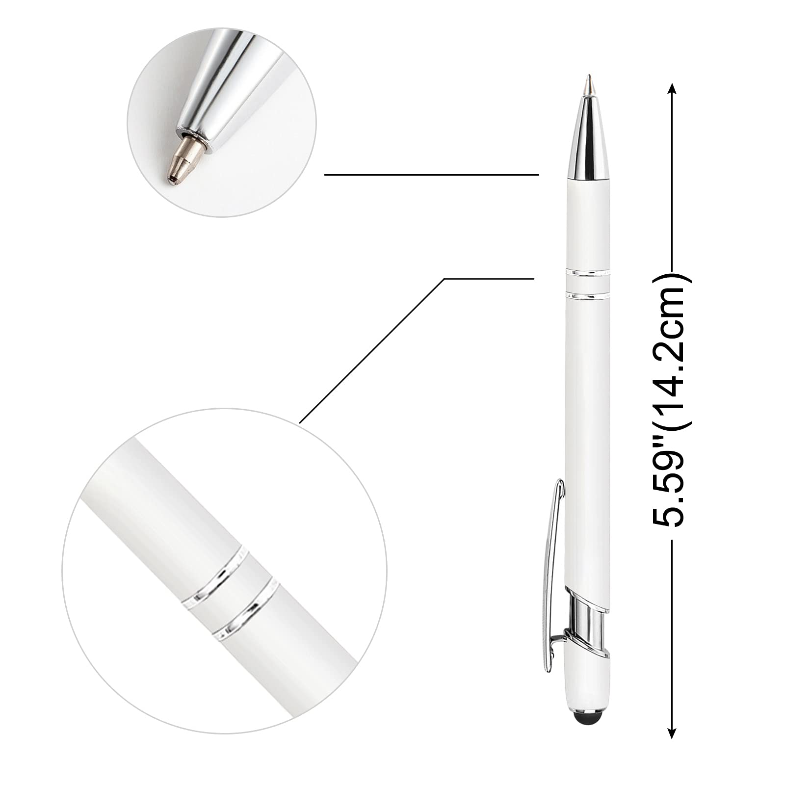Custom Engraved Ballpoint Pens with Stylus - Personalized Name/Logo Free Engraving - Bulk Order Business Gifts - Perfect for Graduation, Wedding, Birthday & Christmas - Black Ink - Ideal for Corporate Events, Promotions & Special Occasions