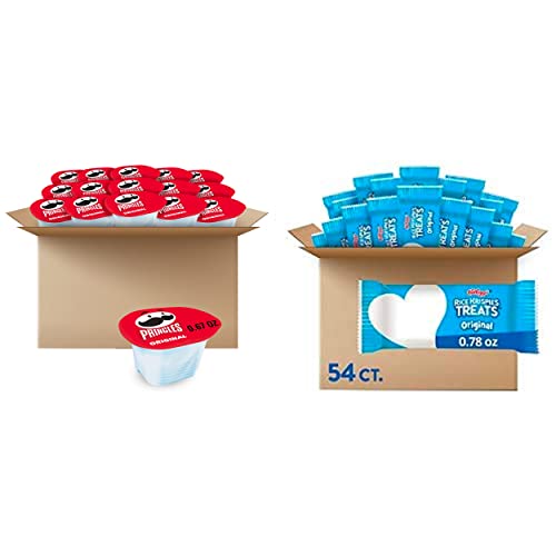 Kellogg's Bulk Snack Box - 36 Pringles Original Potato Crisps & 54 Rice Krispies Treats Marshmallow Bars - Perfect for Office Snacks, School Lunches, and Party Favors
