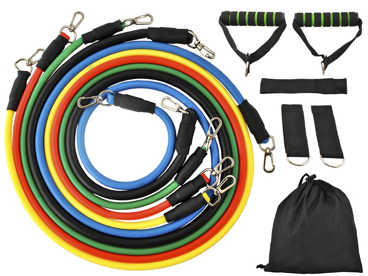 Premium Resistance Bands Set with Handles & Door Anchor - 5 Levels of Latex Exercise Bands for Full Body Workout, Strength Training, Yoga & Home Gym Fitness - Ideal for Men & Women