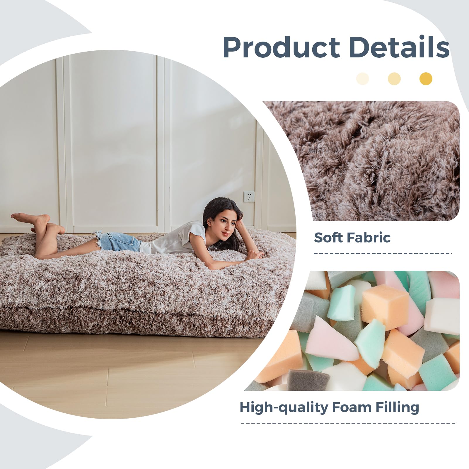 MAXYOYO 3-in-1 Convertible Bean Bag Chair - Giant Memory Foam Sofa Bed & Floor Mattress with High Density Support for Living Room, Bedroom, Dorm | Multi-Functional Lounger for Relaxing, Gaming & Sleep