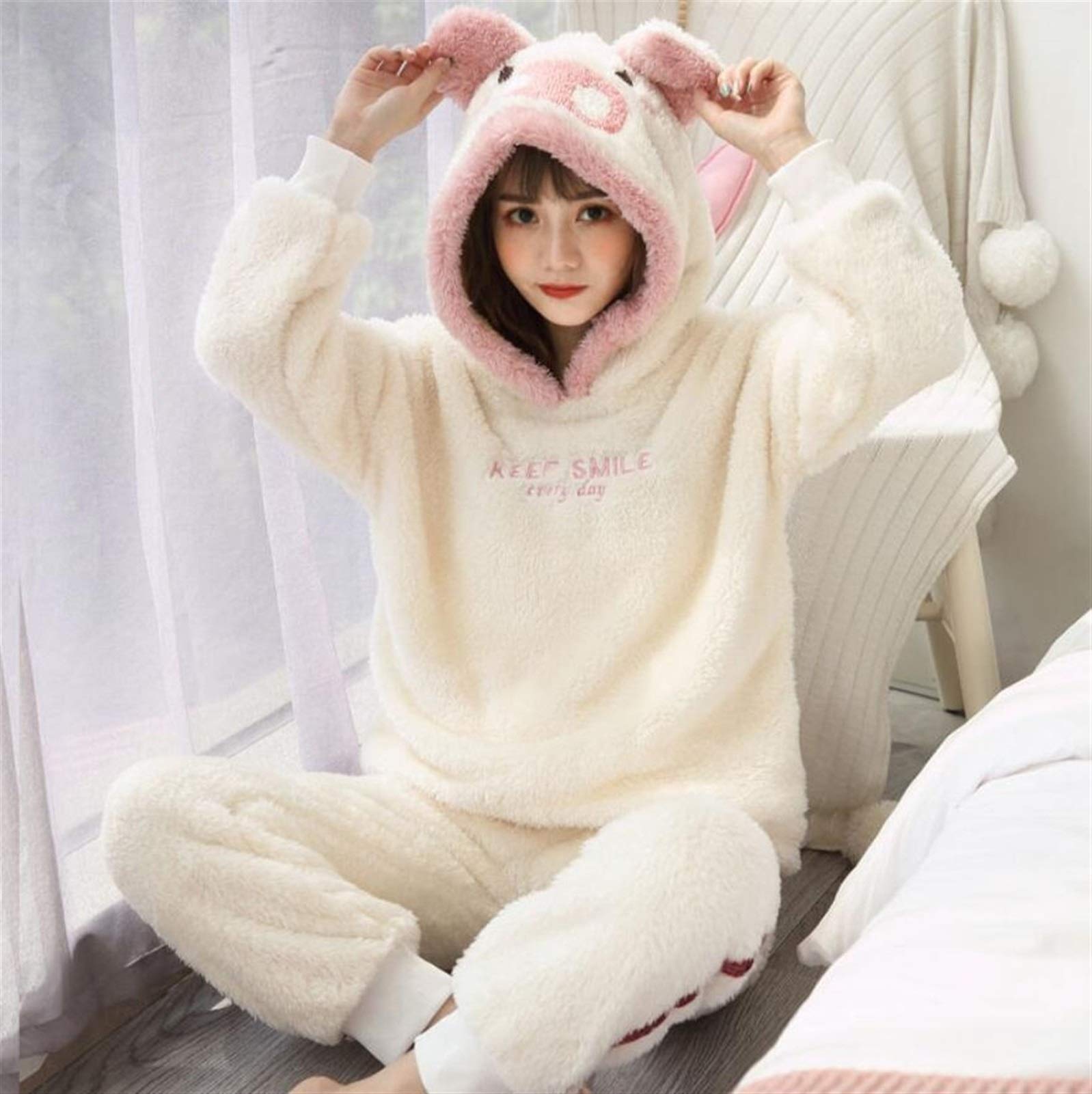 Cozy Winter Flannel Pajama Set for Women - Warm & Soft Sleepwear with Pockets - XXL Size (Color 19) - Perfect for Lounging at Home, Sleepovers & Cold Weather Comfort