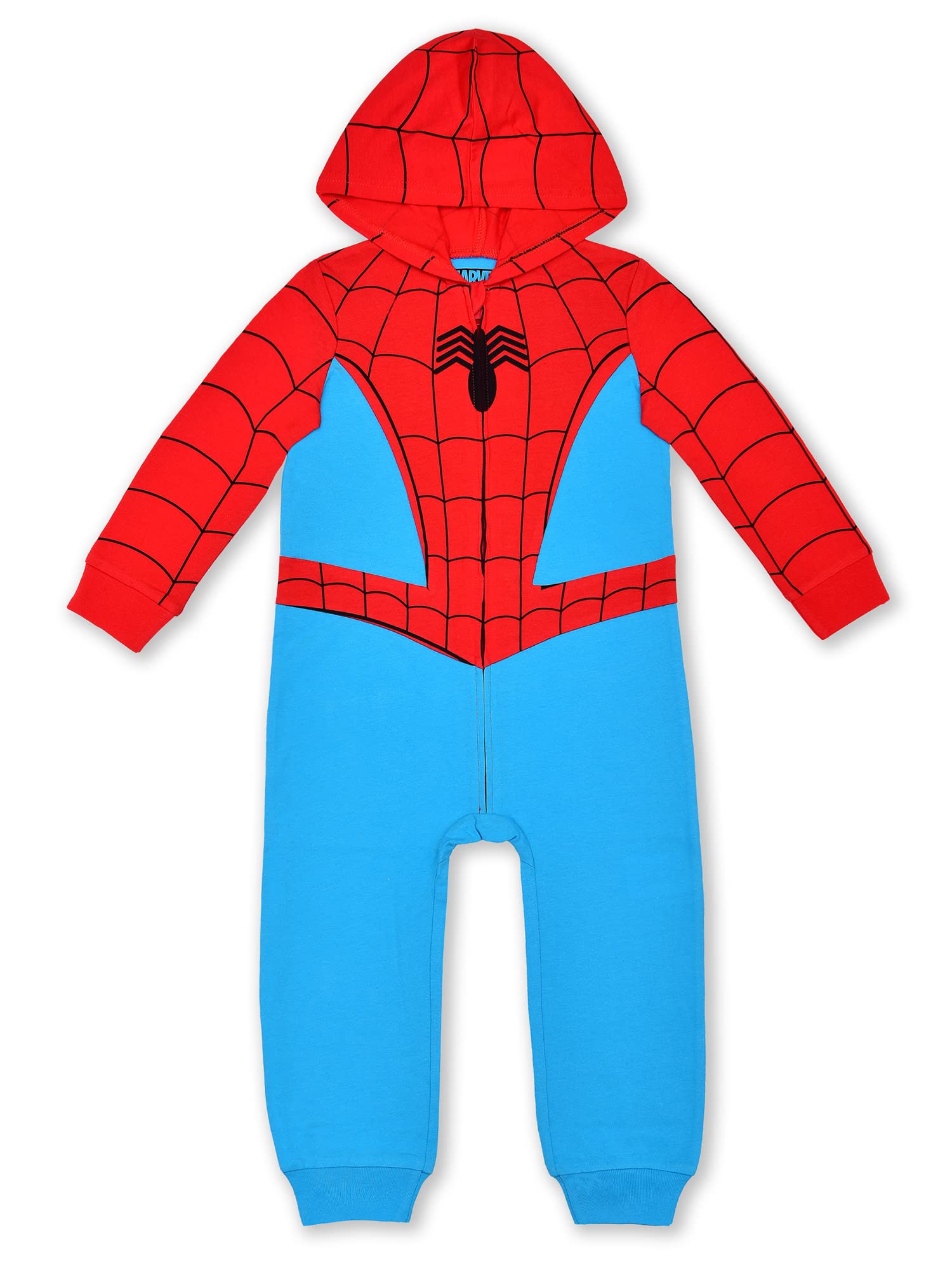 Marvel Superhero Boys Zip-Up Hooded Coverall - Hulk, Captain America, Iron Man, Spider-Man for Infants & Toddlers | Perfect for Playtime, Costume Parties & Everyday Wear
