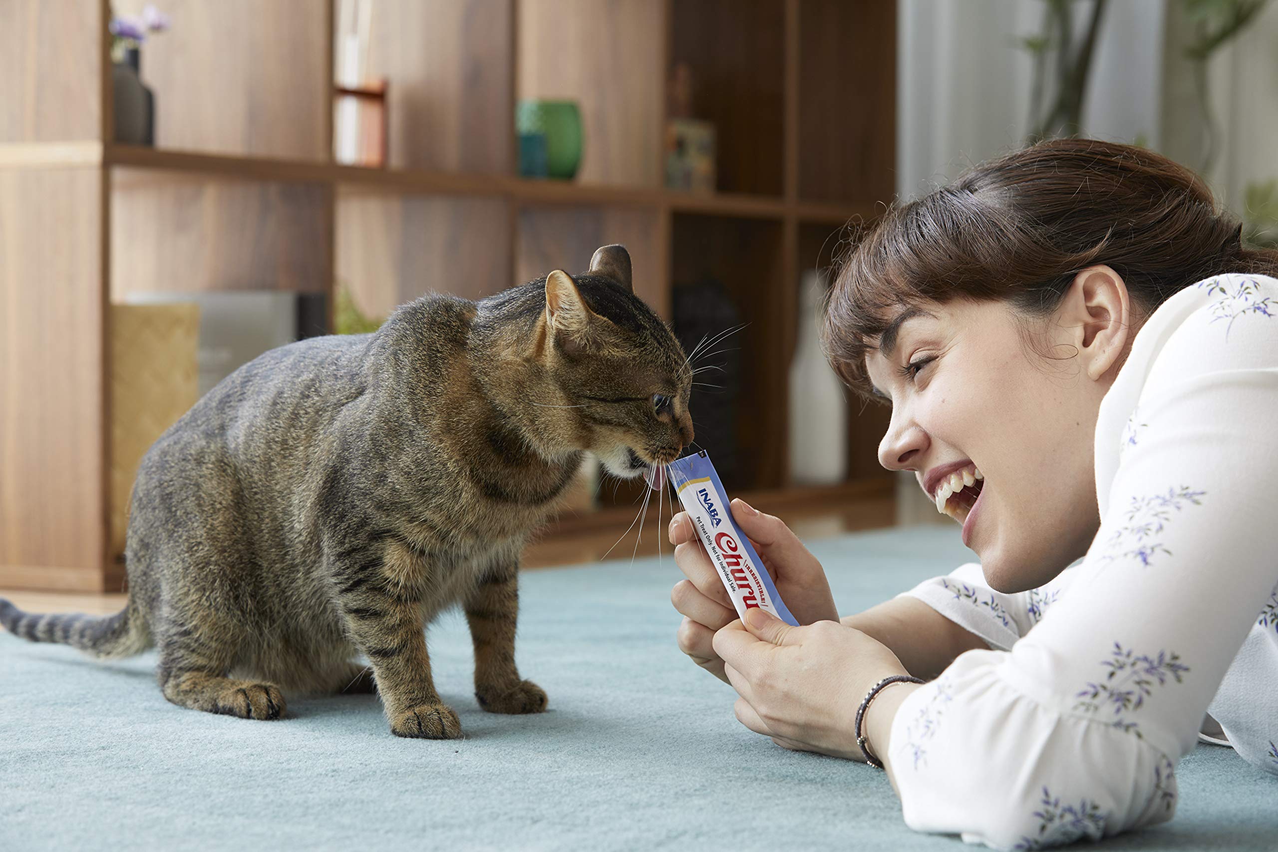 INABA Churu Lickable Purée Natural Cat Treats - Tuna Flavor (4 Tubes) | Grain-Free Wet Cat Snacks for Hydration & Training | Perfect for Picky Eaters & Senior Cats