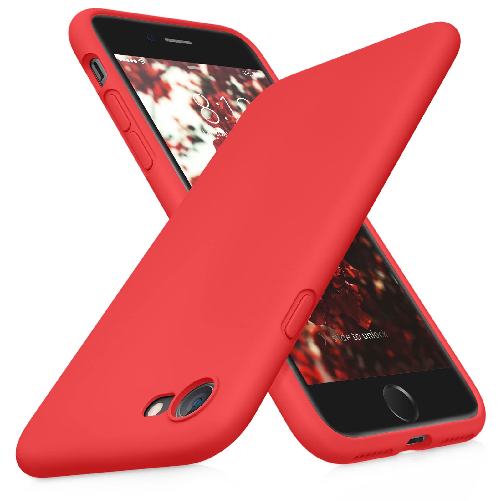 VIKESI DTTOCASE Liquid Silicone Phone Case for iPhone SE 2022/2020, iPhone 8 & iPhone 7 (4.7 Inch) - Soft Protective Cover for Women, Men & Kids - Shockproof & Anti-Slip Design - Perfect for Daily Use, Work & Travel - Red