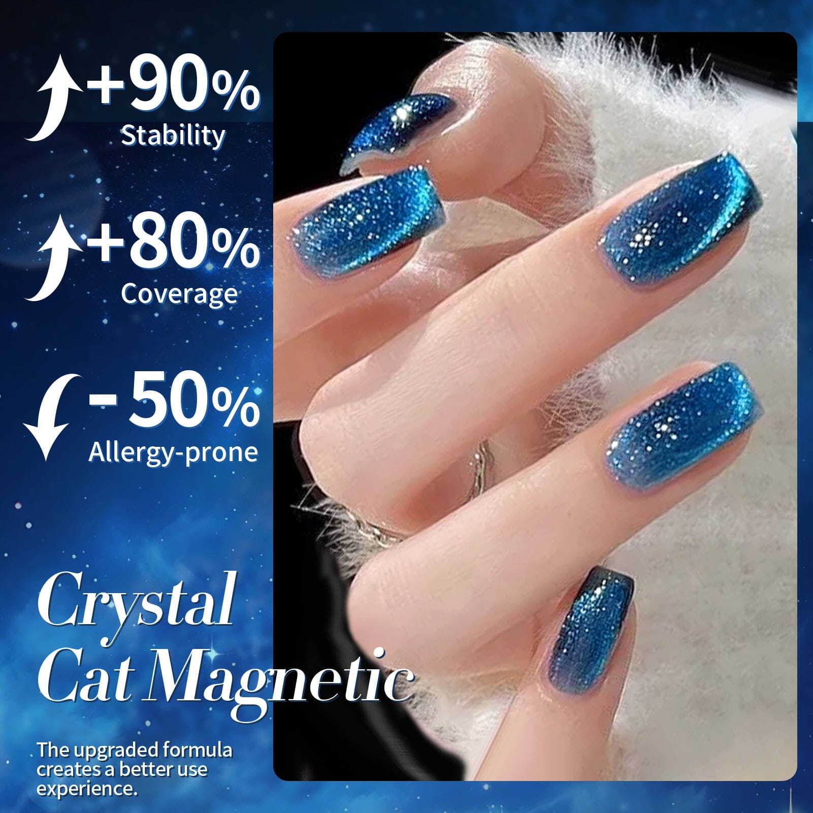 Blue Cat Magnetic Gel Polish MY38 Galaxy 10ml - Professional Nail Art Polish for Salon & Home Manicure - Perfect for Special Occasions & Everyday Wear
