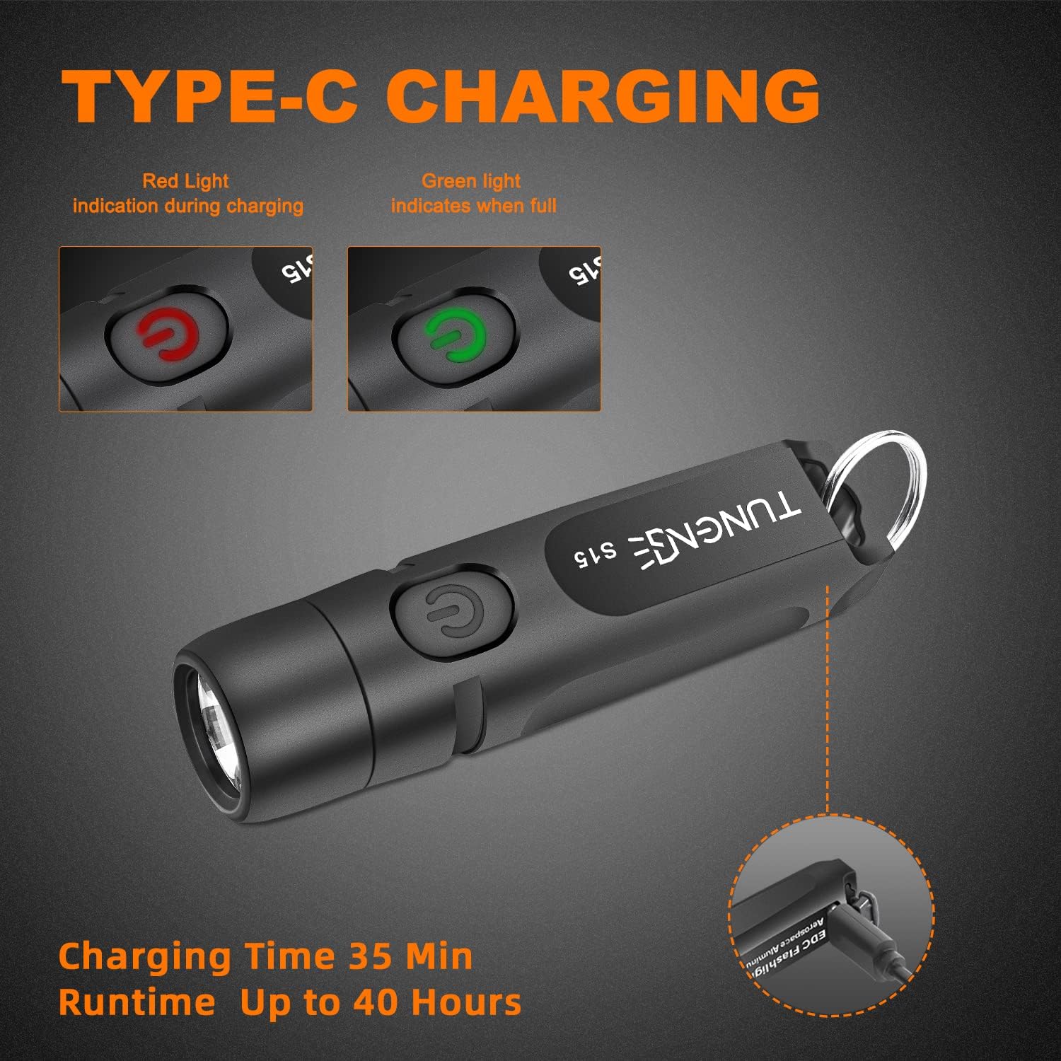 650 Lumens Rechargeable Keychain Flashlight - Ultra Bright Mini EDC Pocket Flashlight for Camping, Hiking, Emergency, Power Outages & Everyday Carry (Black)
