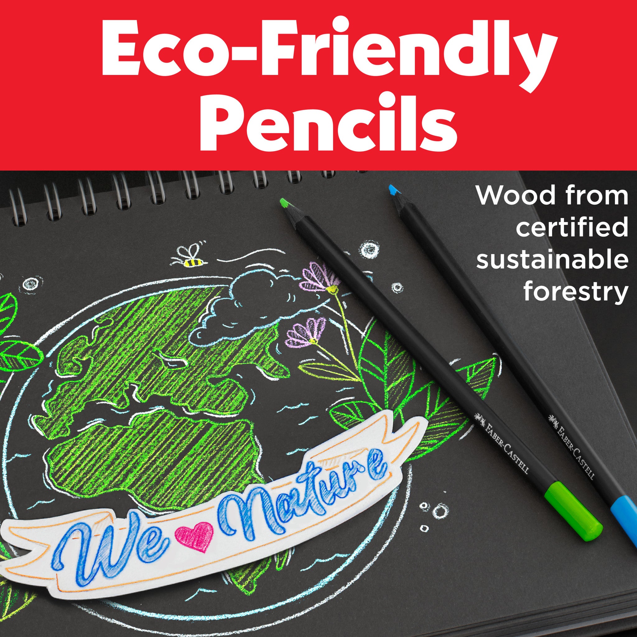 Premium Black Edition Colored Pencils Set - 12 Vibrant Neon & Soft Pastel Colors (#116410) for Adult Coloring Books, Art Projects & DIY Crafts