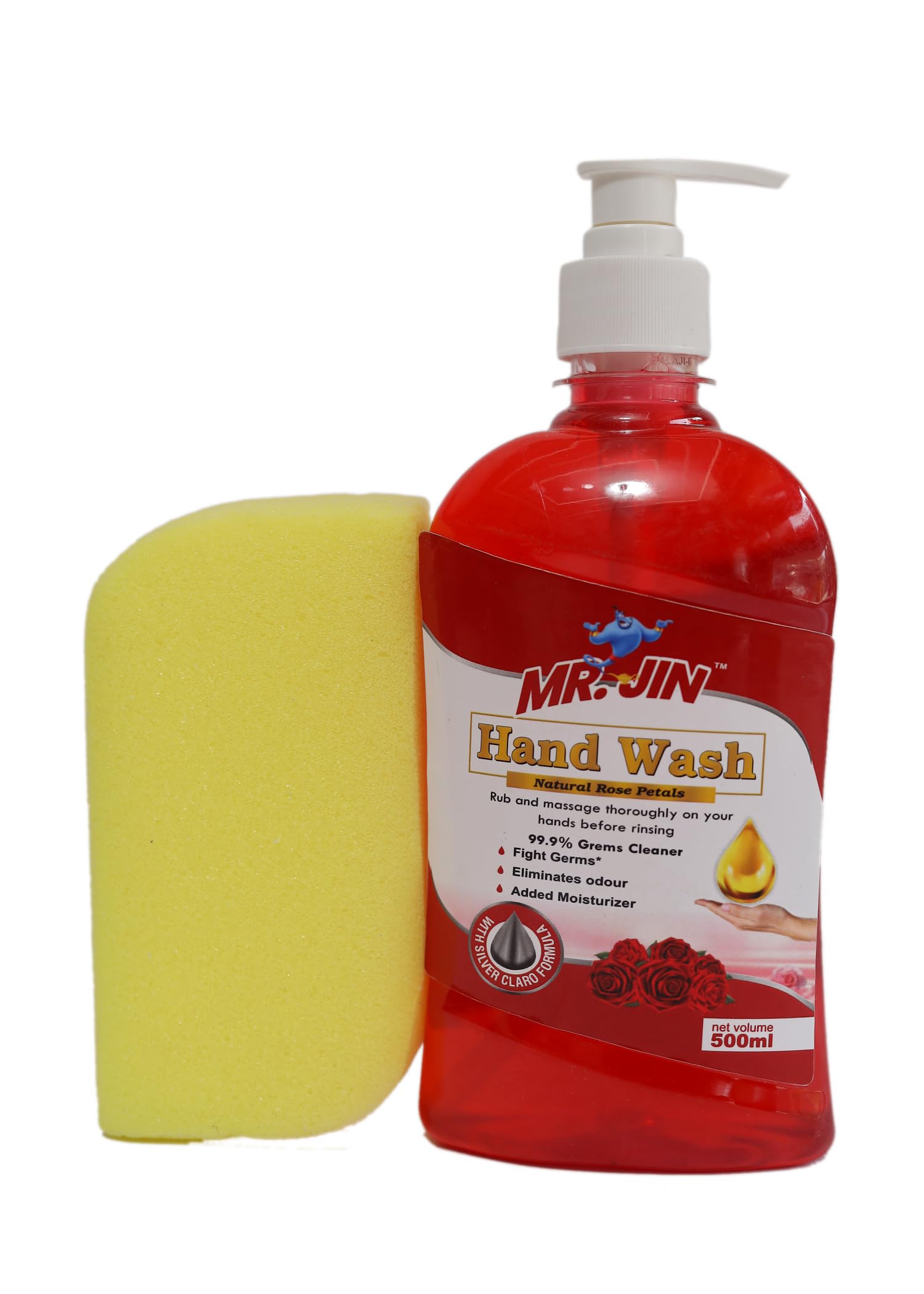 MR.JIN Moisturizing Hand Wash - 500ml Hydrating Liquid Soap with Aloe Vera & Vitamin E | Gentle Cleansing for Dry Skin | Includes Free Multipurpose Sponge | Perfect for Kitchen, Bathroom & Office Use
