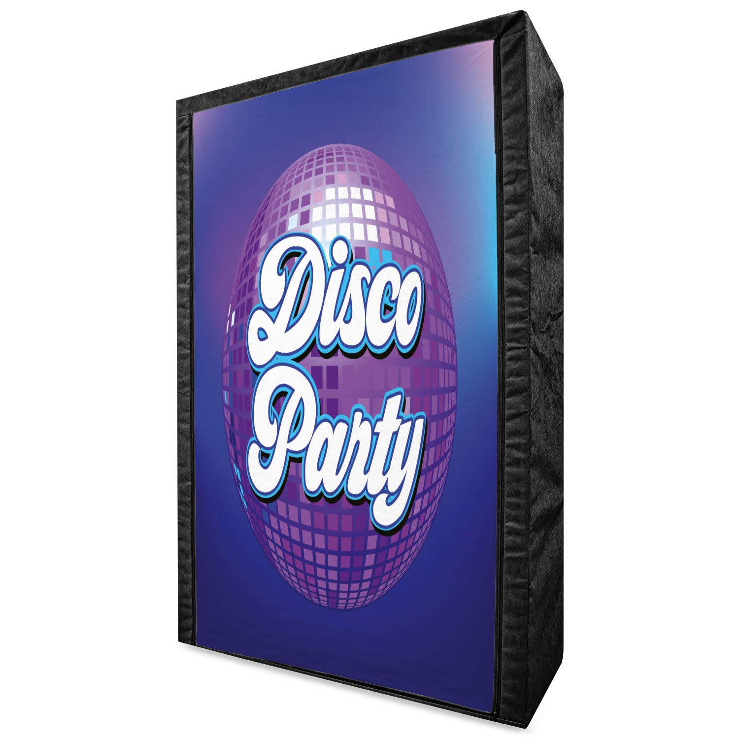 Vintage 70s Disco Ball Party Portable Fabric Wardrobe - Retro Lettering Night Club Theme Dance Music Art Print Closet Organizer with Shelves, 42.5