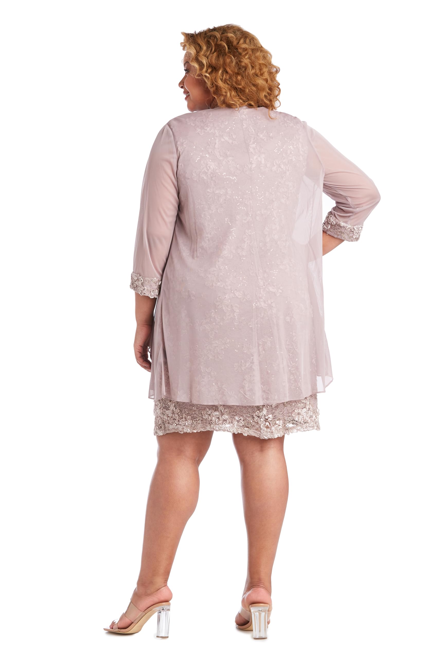 R&M Richards Women's 2 Piece Soutache Lace Knee-Length Dress with Jacket Set - Elegant Formal Outfit for Weddings, Parties & Special Occasions