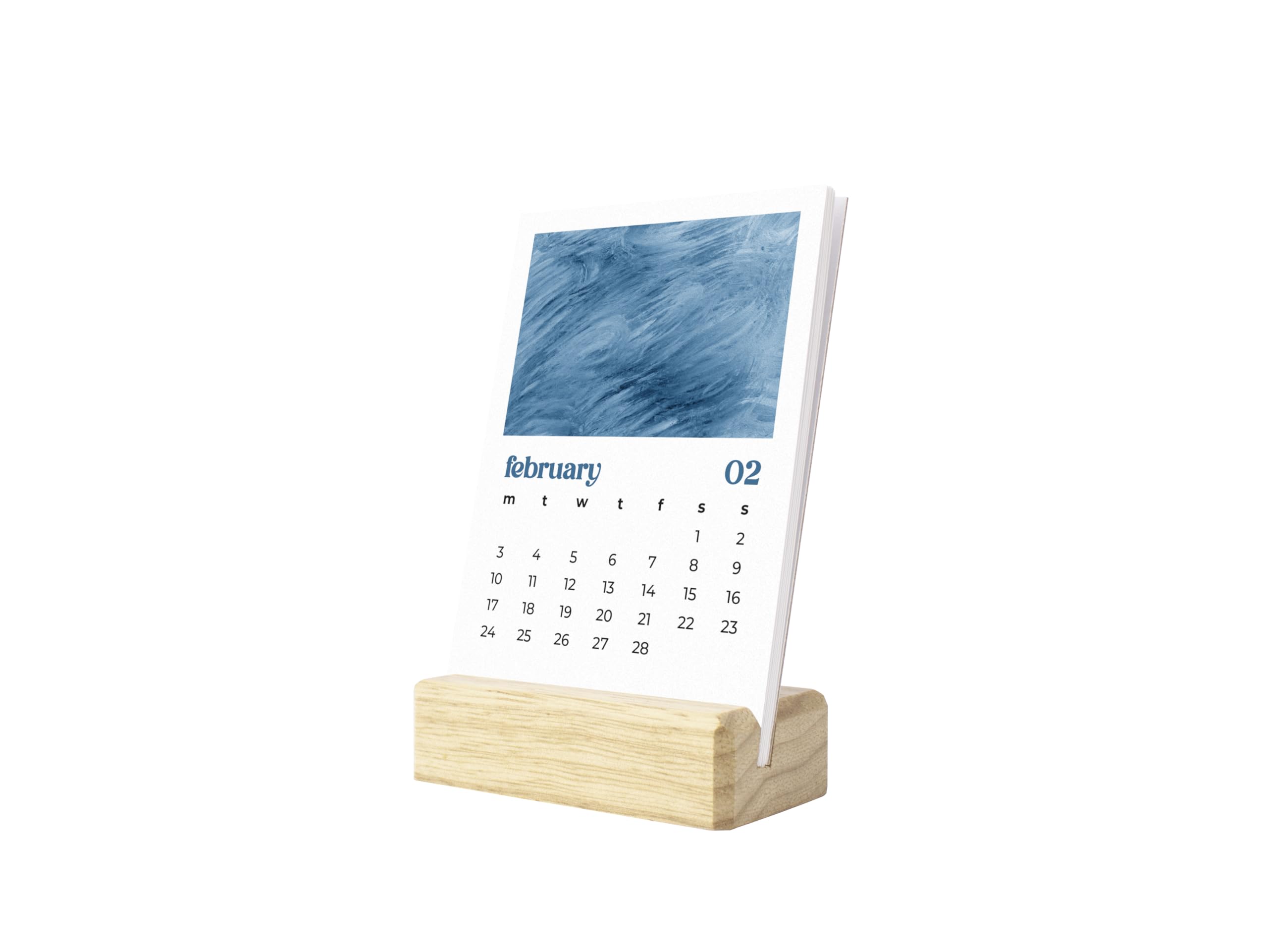 2025 Mini Desk Calendar with Wooden Stand - Abstract Oil Painting Art Yearly Planner | Perfect for Office, Home Decor & Gift Giving