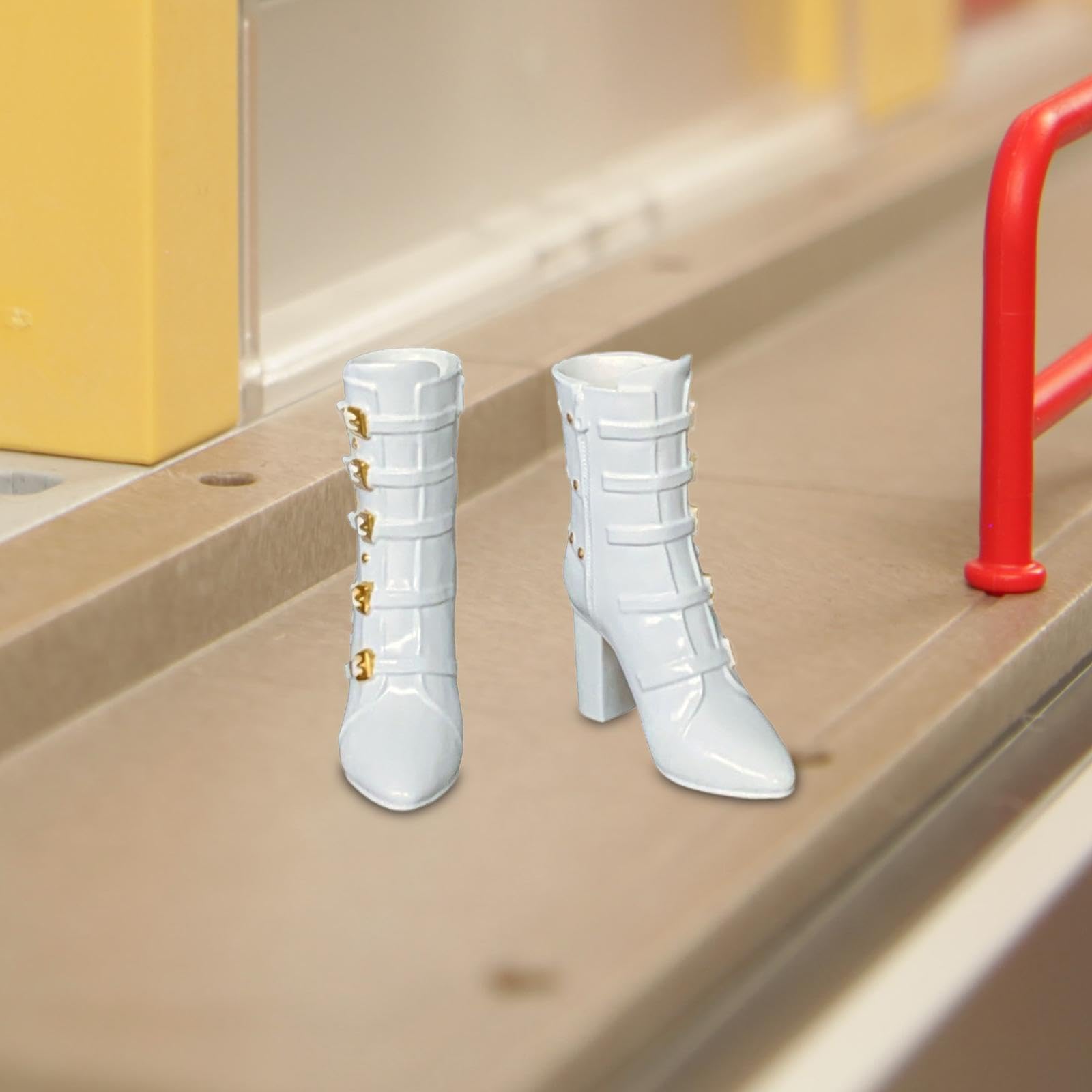 Kowaku 1/6 Scale BJD Doll High Heel Boots - White Ball Jointed Doll Shoes for Anime Figures & Collectible Dolls - Perfect for Cosplay, Photography & Display