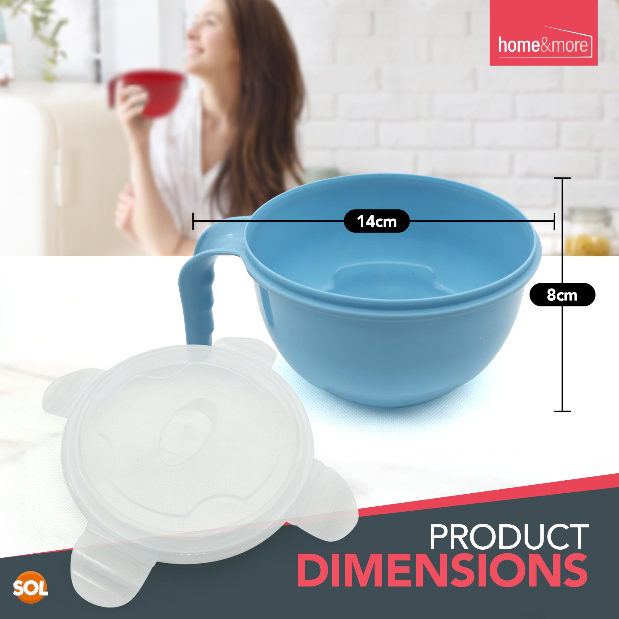 2-Pack 900ml Microwave Safe Food Storage Containers with Lids - BPA-Free Soup Bowls with Handles, Reusable Meal Prep Containers for Office Lunch, Soup, Noodles & Leftovers