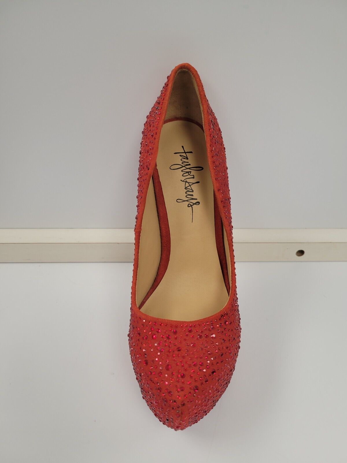 Taylor Red Bedazzled High Heels Size 7.5 US - Perfect for Evening Parties, Prom, and Special Occasions