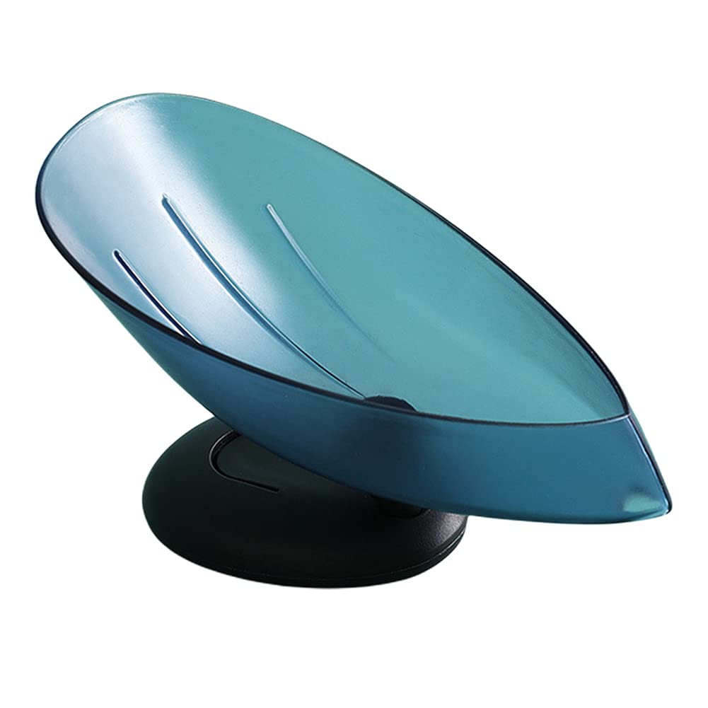 BenRan Soap Dish with Drain Bars - Self Draining Leaf Shape Soap Holder, Soap Saver Box with Punch-Free Suction Cup - Perfect for Kitchen Sink, Bath Tub & Shower - Easy Cleaning & Hygienic Storage Solution