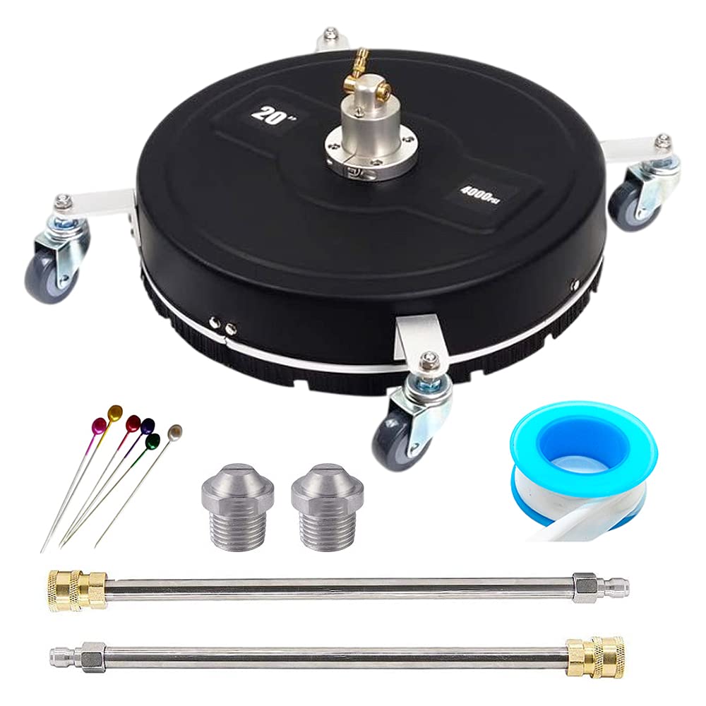 **20 Inch 4000 PSI Surface Cleaner Pressure Washer with 4 Wheels, 2 Extra Nozzles & 2 Extension Wands - 1/4