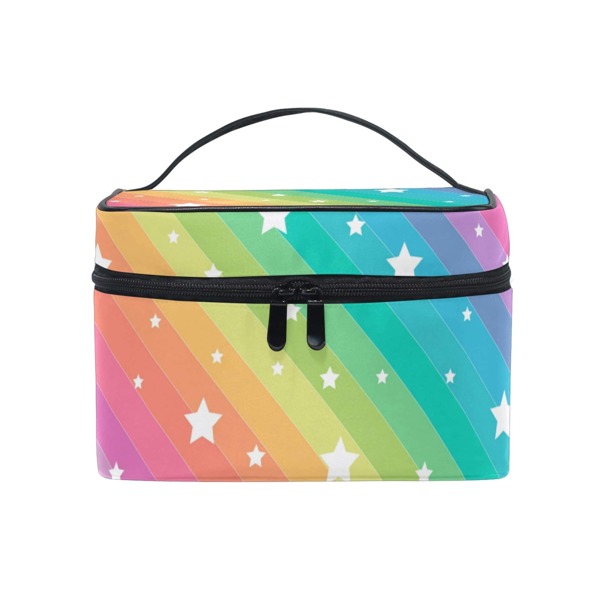 Rainbow Stars Makeup Bag for Women - Travel Cosmetic Organizer for Toiletries & Beauty Essentials
