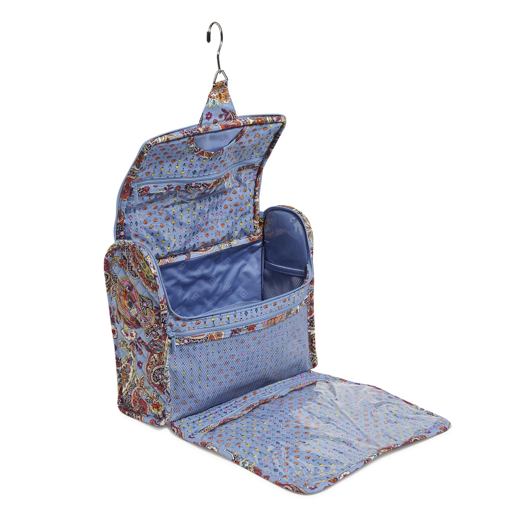 Vera Bradley Women's Cotton Grand Hanging Travel Organizer - Provence Paisley Print - Perfect for Toiletry Storage & Suitcase Organization - Ideal for Travel, Vacation & Bathroom Storage (One Size)