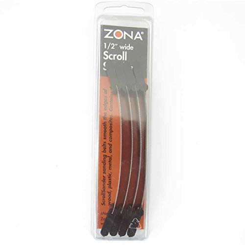 Zona Tools Scroll Sanders - 220 Grit, 0.5 Inch Wide Sanding Belts for Woodworking & Detail Sanding - Perfect for Furniture Repair, Model Making, and DIY Crafts