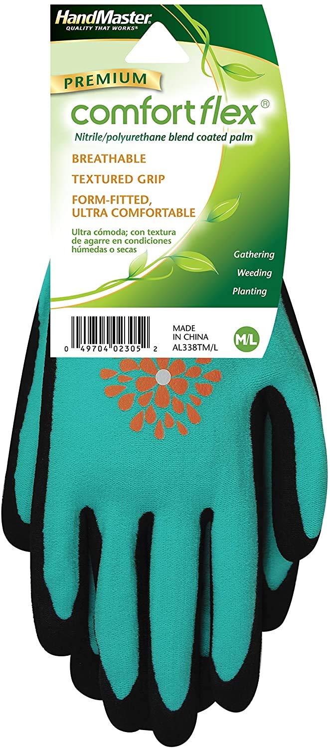 MAGID AL338TSM-48 Women's Gardening Gloves Small/Medium - Durable Black & Teal Work Gloves for Planting, Weeding, and Outdoor Landscaping