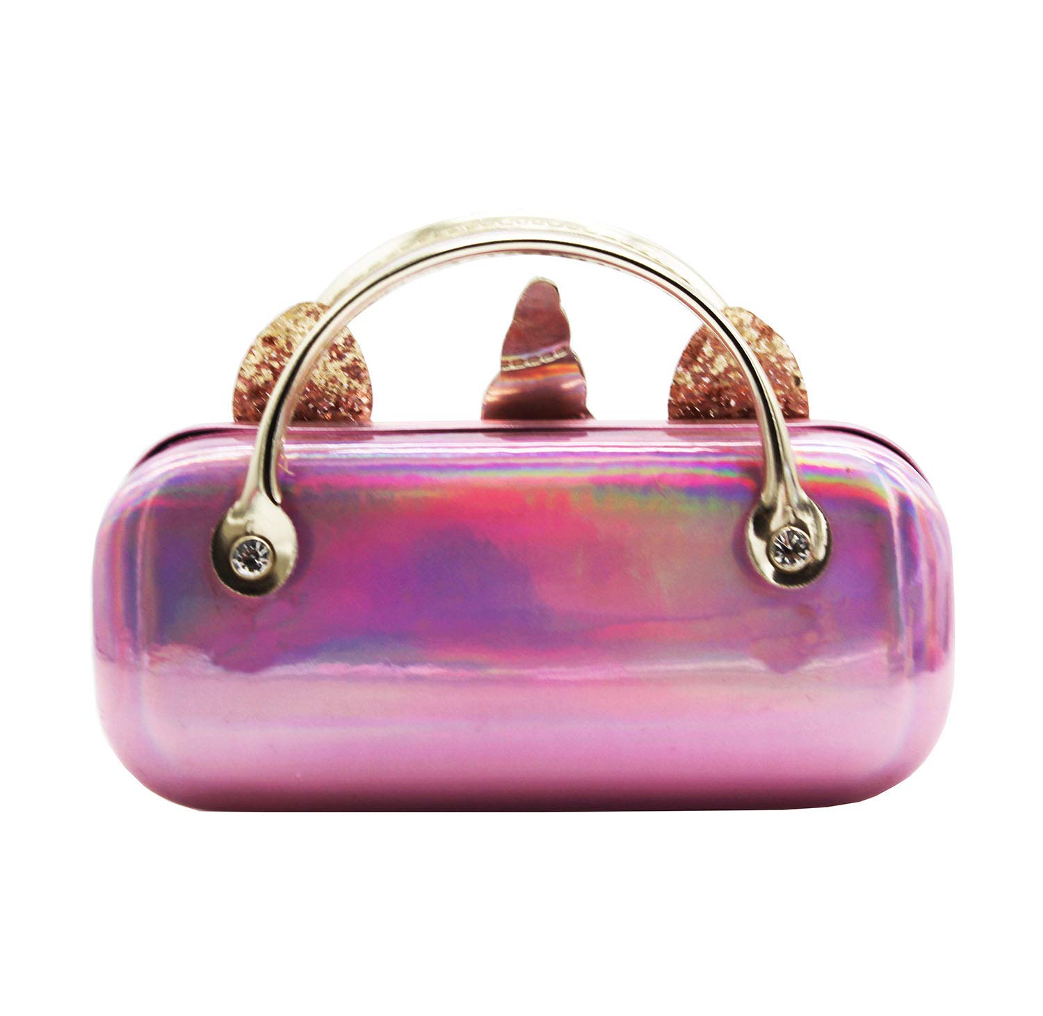 Holographic Glasses Case for Women, Kids, Girls & Boys - Sparkle Glitter Hard Shell Eyeglass Pouch with Handle | Perfect for School, Travel, and Everyday Use