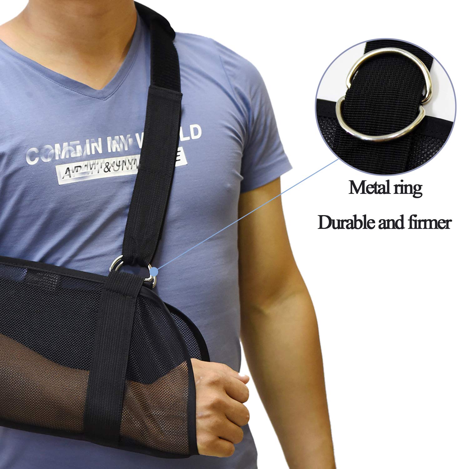 Adjustable Breathable Mesh Arm Sling for Shower - Right/Left Shoulder Support for Torn Rotator Cuff, Elbow & Wrist Injuries - Waterproof Forearm Sling for Men & Women (Black) - Ideal for Post-Surgery Recovery & Daily Hygiene