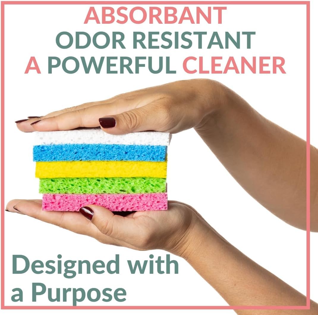 BioGo 30 Pack Compostable Pop-Up Sponges - Eco-Friendly Expanding Dish Sponges for Kitchen Cleaning | Plant-Based, Non-Scratch, Bulk Color Sponges | Perfect for Washing Dishes, Pots & Countertops
