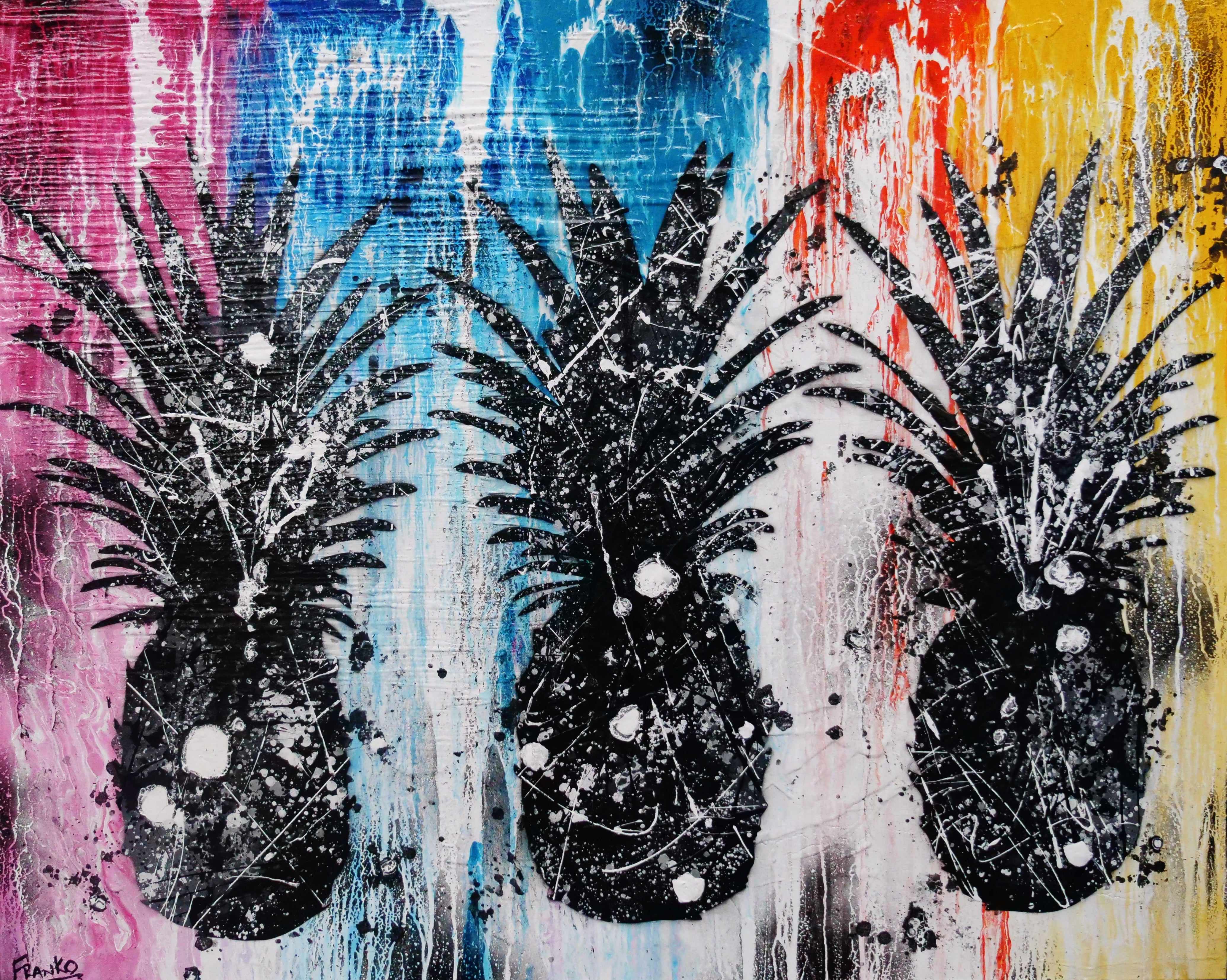 120cm x 150cm Pineapple Textured Urban Pop Art Canvas Painting - Modern Home Decor for Living Room, Bedroom & Office Wall Art