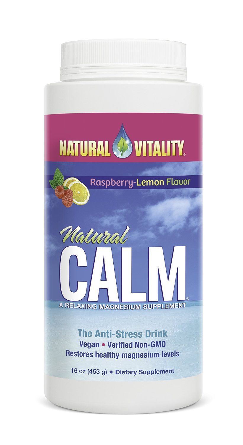 Natural Vitality Natural Calm Magnesium Supplement - Organic Raspberry Lemon Flavor, 16 oz (Pack of 4) - Stress Relief & Sleep Aid for Relaxation, Muscle Recovery & Better Sleep