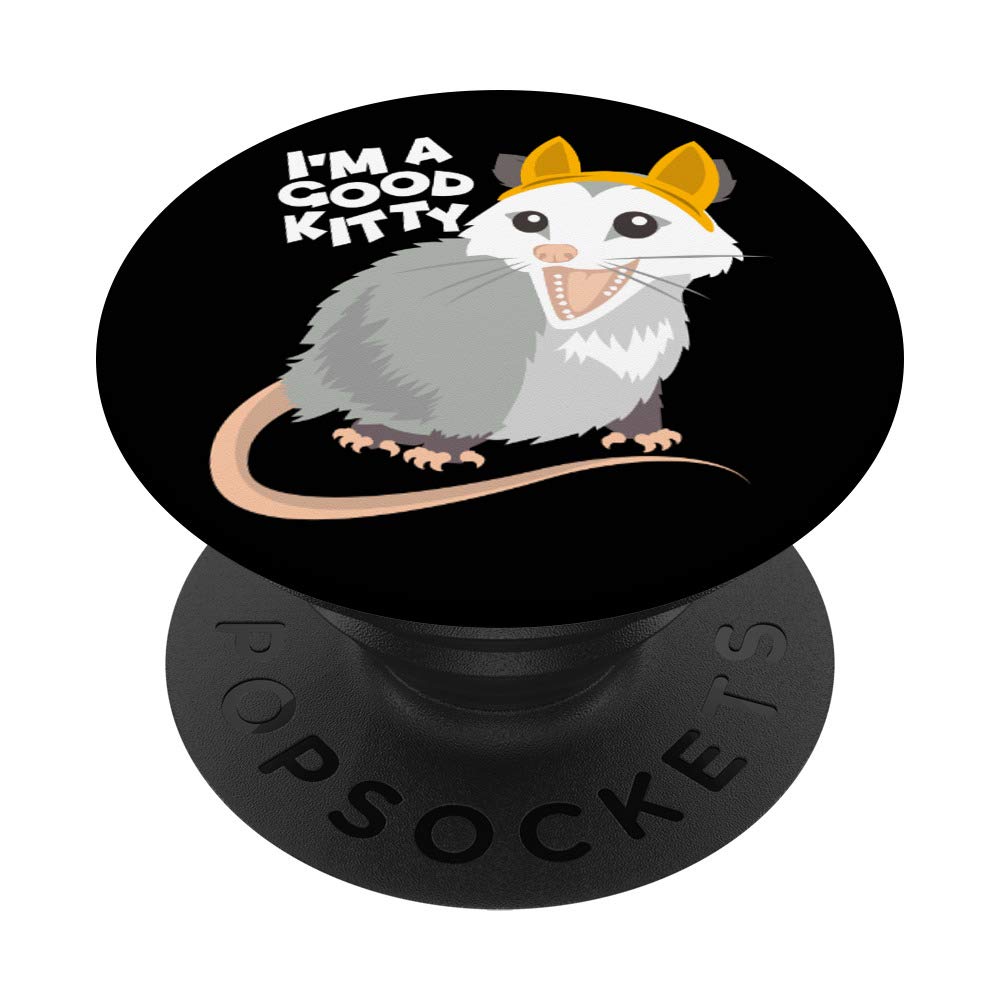 Funny Opossum Possum 'I'm A Good Kitty' Fake Cat PopSockets PopGrip - Swappable Phone Grip for iPhone, Samsung & Tablets - Cute Accessory for Work, School & Travel