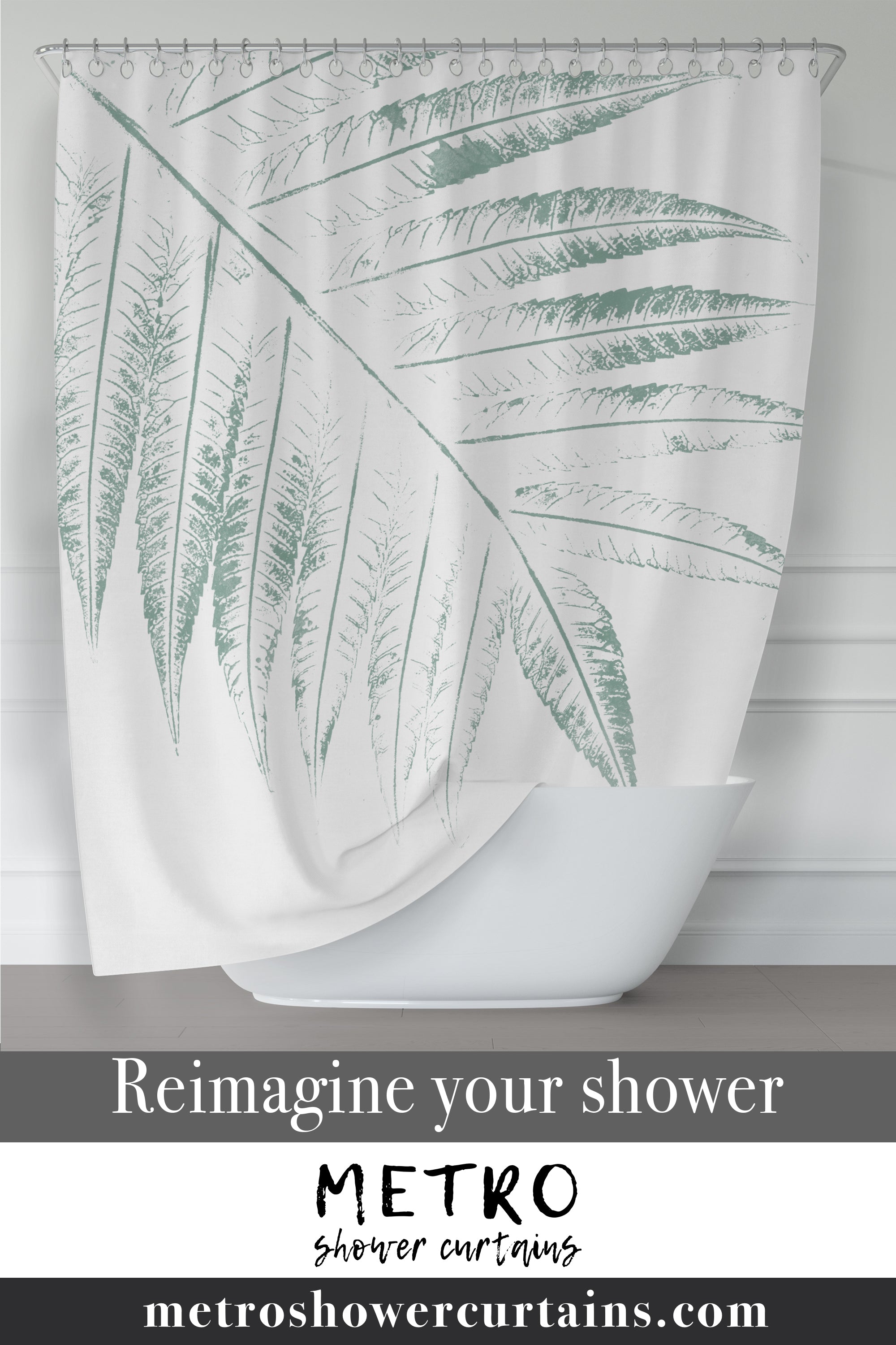 Botanical Print Shower Curtain with Giant Green Leaves - Spa & Bathroom Decor for Relaxing Shower Experience