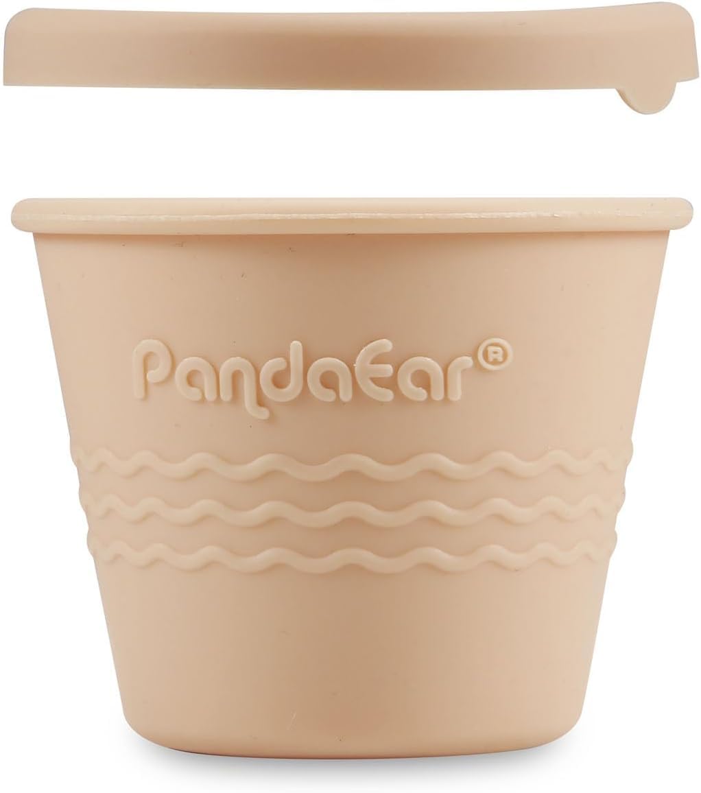 PandaEar 6 Pack 4 oz Silicone Baby Food Storage Containers with Lids - Reusable Leak-Proof Snack Containers for Kids & Toddlers - BPA-Free Freezer Safe for Homemade Puree, Breast Milk Storage - Perfect for Daycare, Travel & Meal Prep