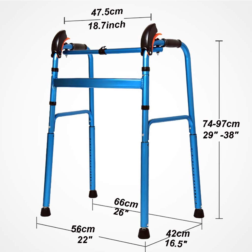 FKDEWALKER Lightweight Aluminum Folding Walking Frame - Adjustable Height Mobility Aid for Seniors & Adults - Sturdy Stair Climbing Walker for Indoor/Outdoor Use - Ideal for Home, Hospital & Rehabilitation
