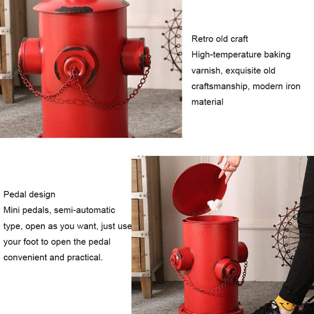 Black Wrought Iron Fire Hydrant Shaped Step-On Trash Can - Durable Metal Waste Bin for Kitchen, Bathroom, Office & Outdoor Use