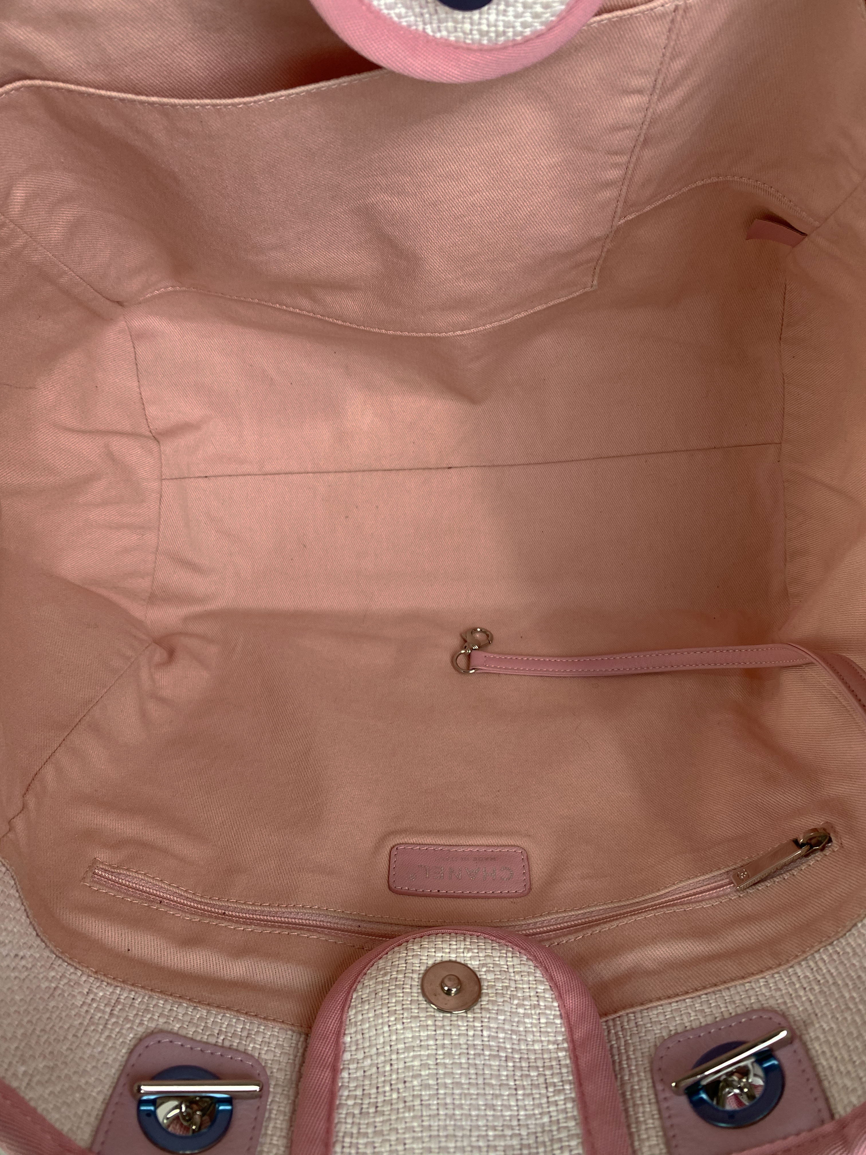 Chanel Pink & White Deauville Tote Bag - Luxury Designer Handbag for Women | Perfect for Beach, Travel & Everyday Use