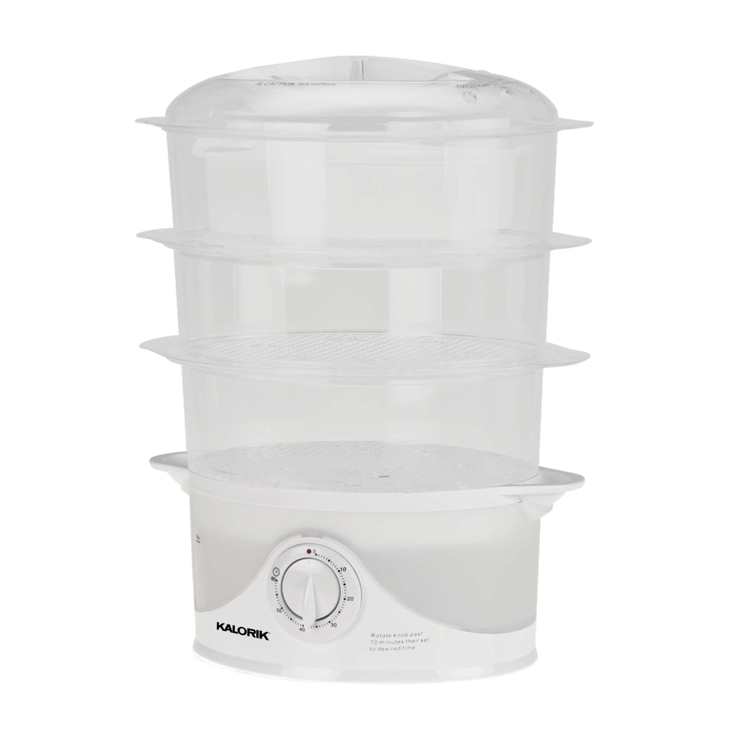 Kalorik White Food Steamer - 3-Tier Electric Vegetable Steamer for Healthy Cooking | Perfect for Meal Prep, Baby Food & Home Kitchen Use