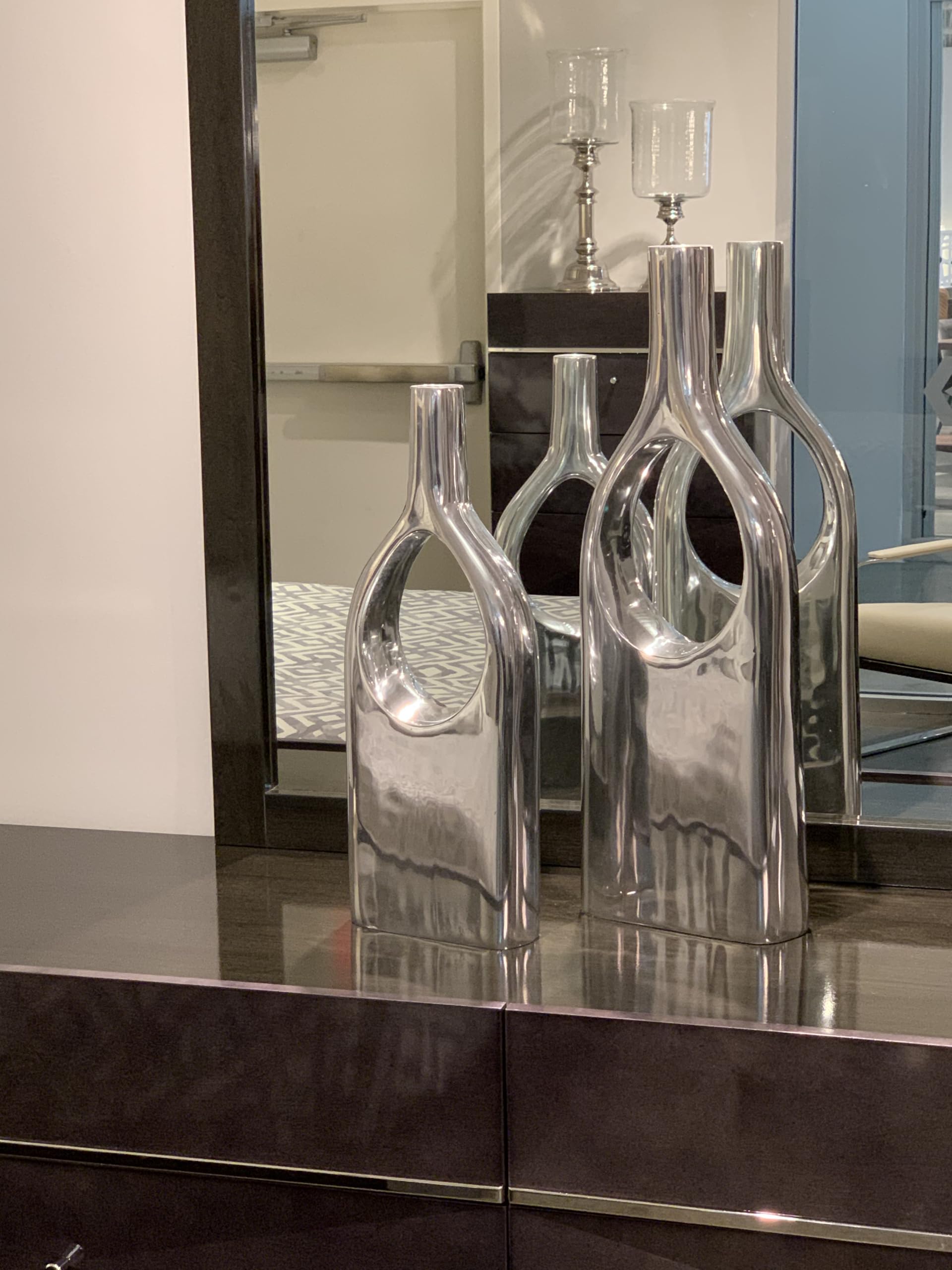 Modern Silver View Thru Vases Set of 2 - 20