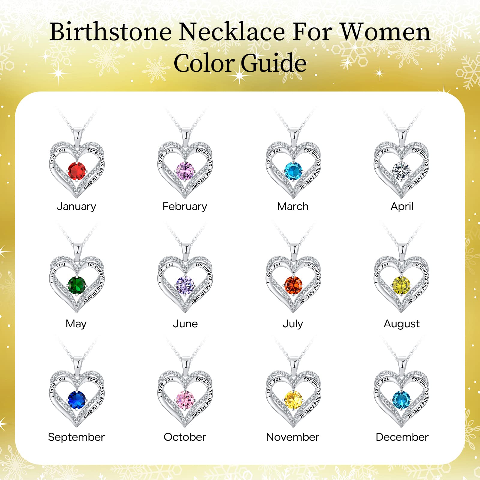 Heart Birthstone Necklace for Women - Sterling Silver 925 Personalized Pendant, Meaningful Anniversary & Birthday Gift for Wife, Mom, Daughter | Perfect for Valentine's Day, Mother's Day & Special Occasions
