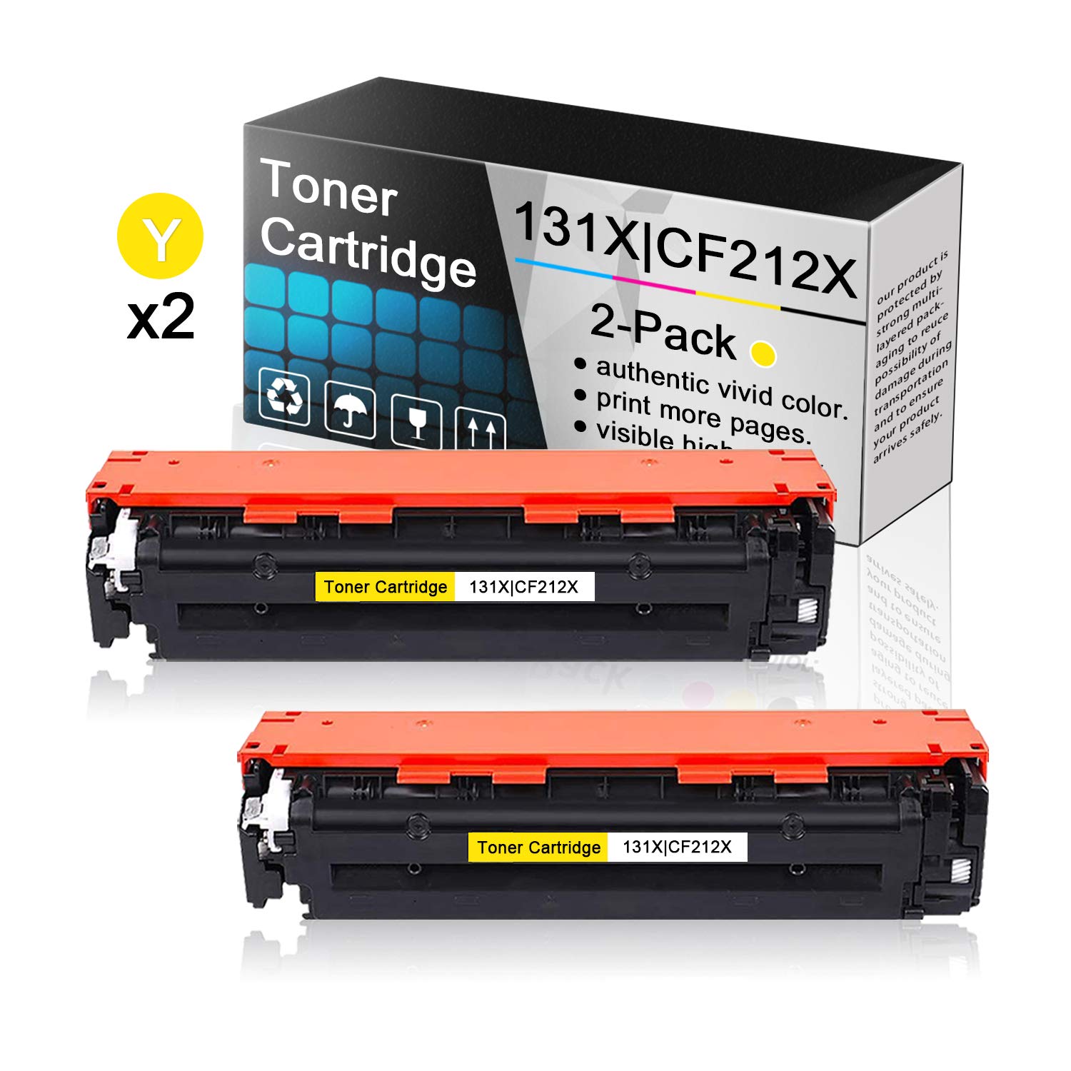 2-Pack Yellow Toner Cartridge 131X for HP LaserJet Pro 200 - Home & Office Printing