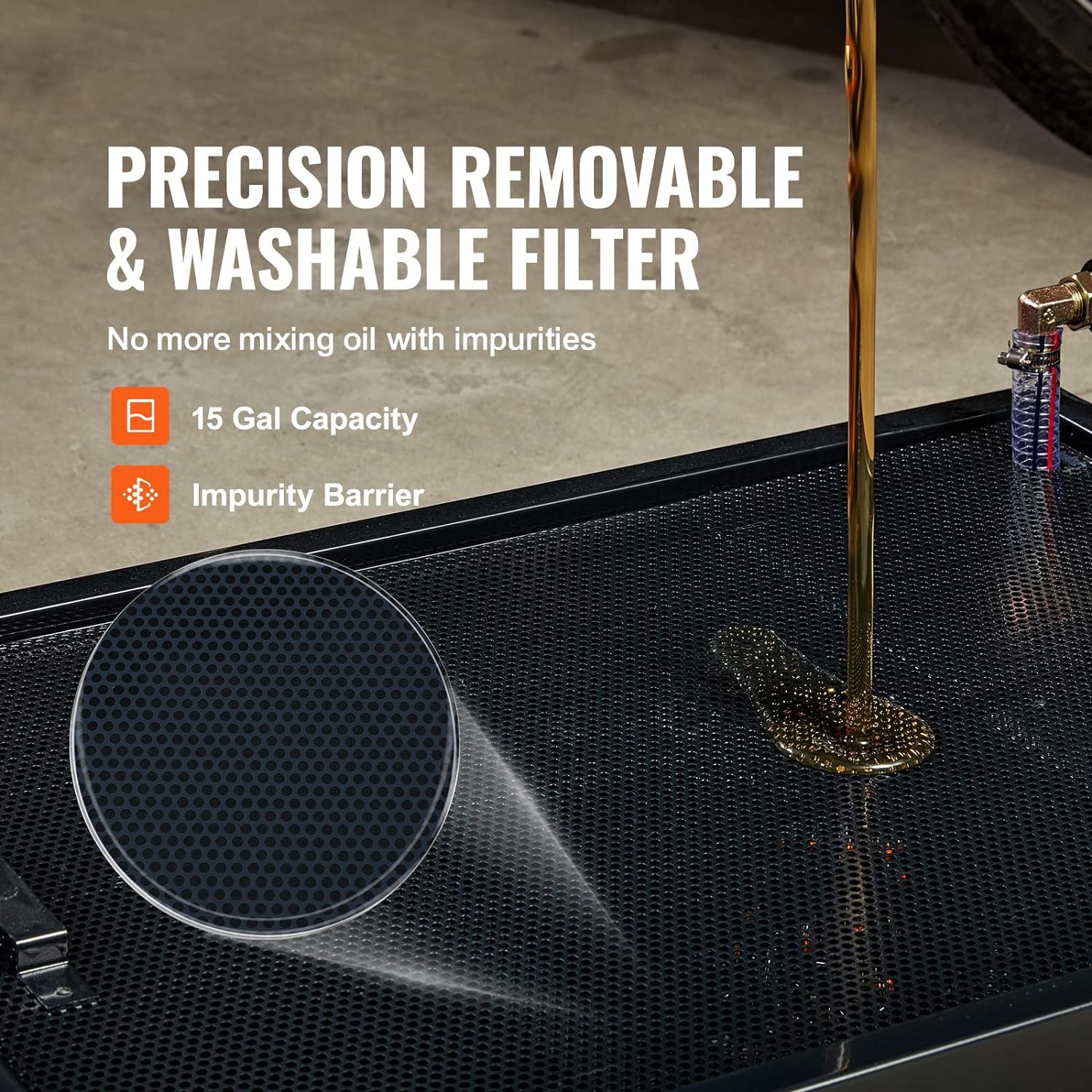 VEVOR 15 Gallon Low Profile Oil Drain Pan with Electric Pump - 8.2ft Hose & Folding Handle - Rolling Oil Change Cart for Trucks, Buses, RVs - Perfect for DIY Auto Maintenance, Fleet Service & Garage Use