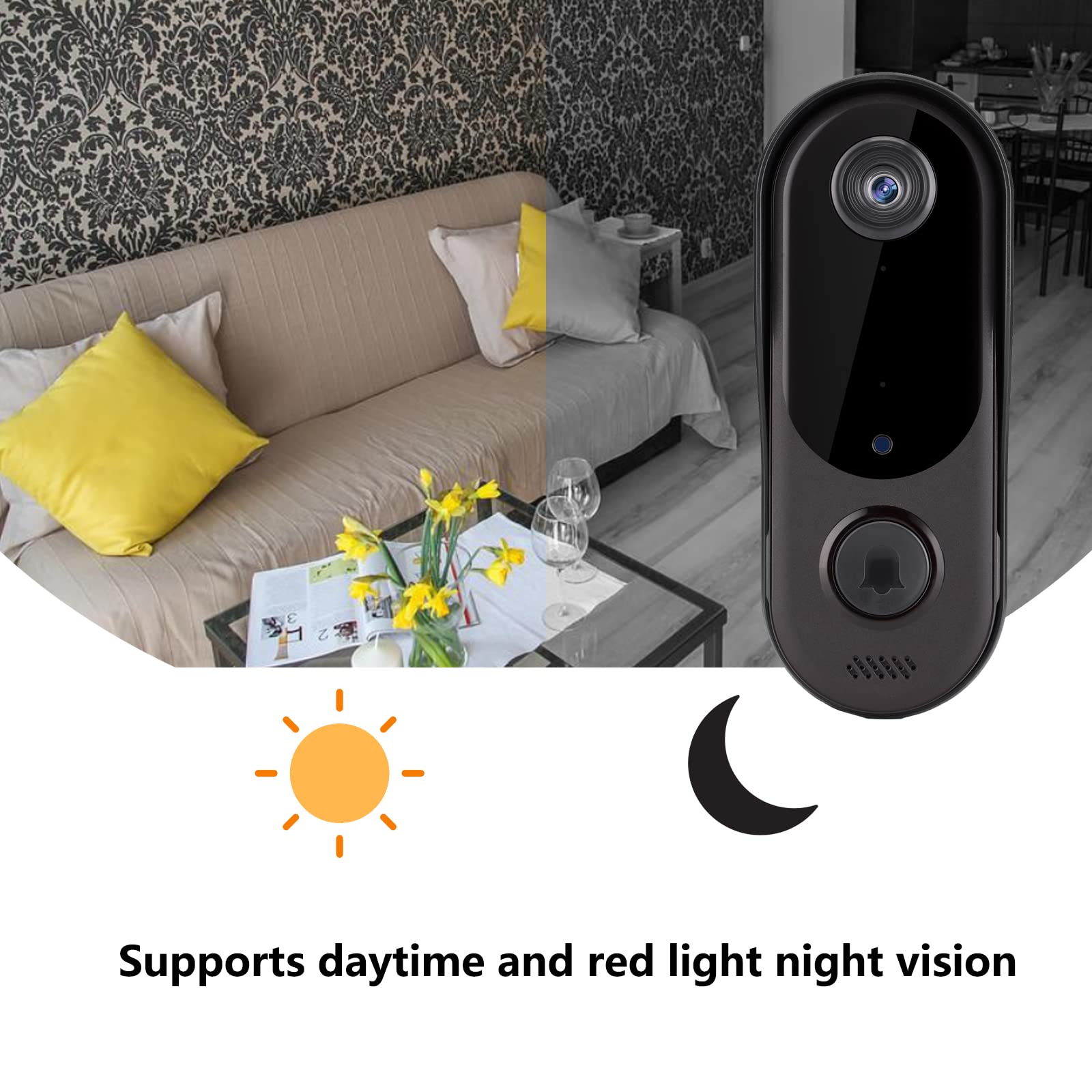 TAISHIXING Wireless Video Doorbell Camera HD 1080P, 2-Way Audio, IP65 Waterproof, Smart Home Security with Chime, Cloud Storage for iOS & Android - Perfect for Front Door, Apartment, and Home Security Monitoring