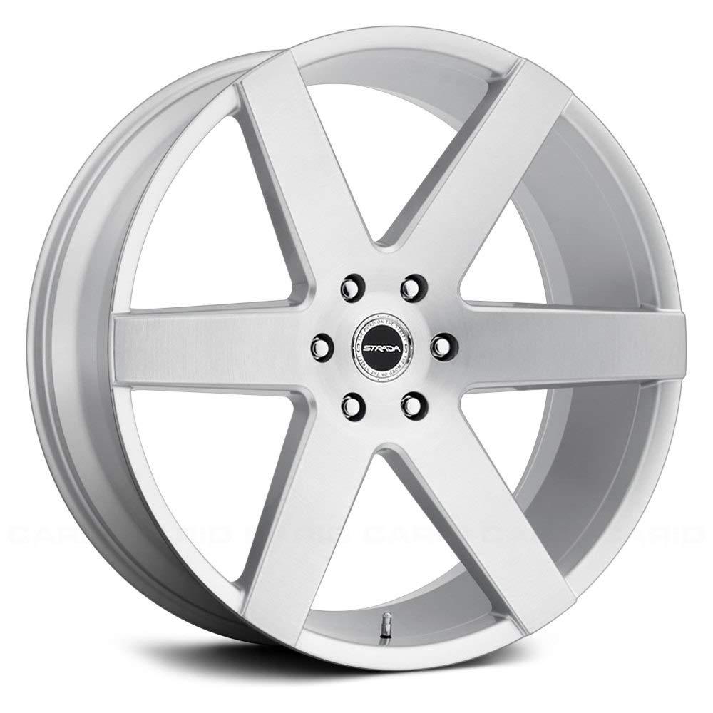 STRADA CODA Custom Wheel 22x9.5 Silver with Brushed Face - 24 Offset, 6x135 Bolt Pattern, 87.1mm Hub - Perfect for Ford F150, Chevy Silverado & Ram 1500 Truck Upgrades