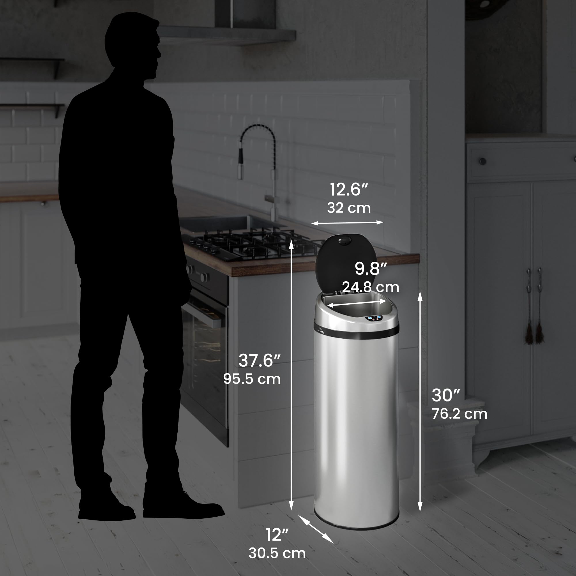 iTouchless 13 Gallon Automatic Sensor Trash Can - Stainless Steel Touchless Garbage Bin with Motion Sensor for Kitchen, Office, Bathroom & Home Use