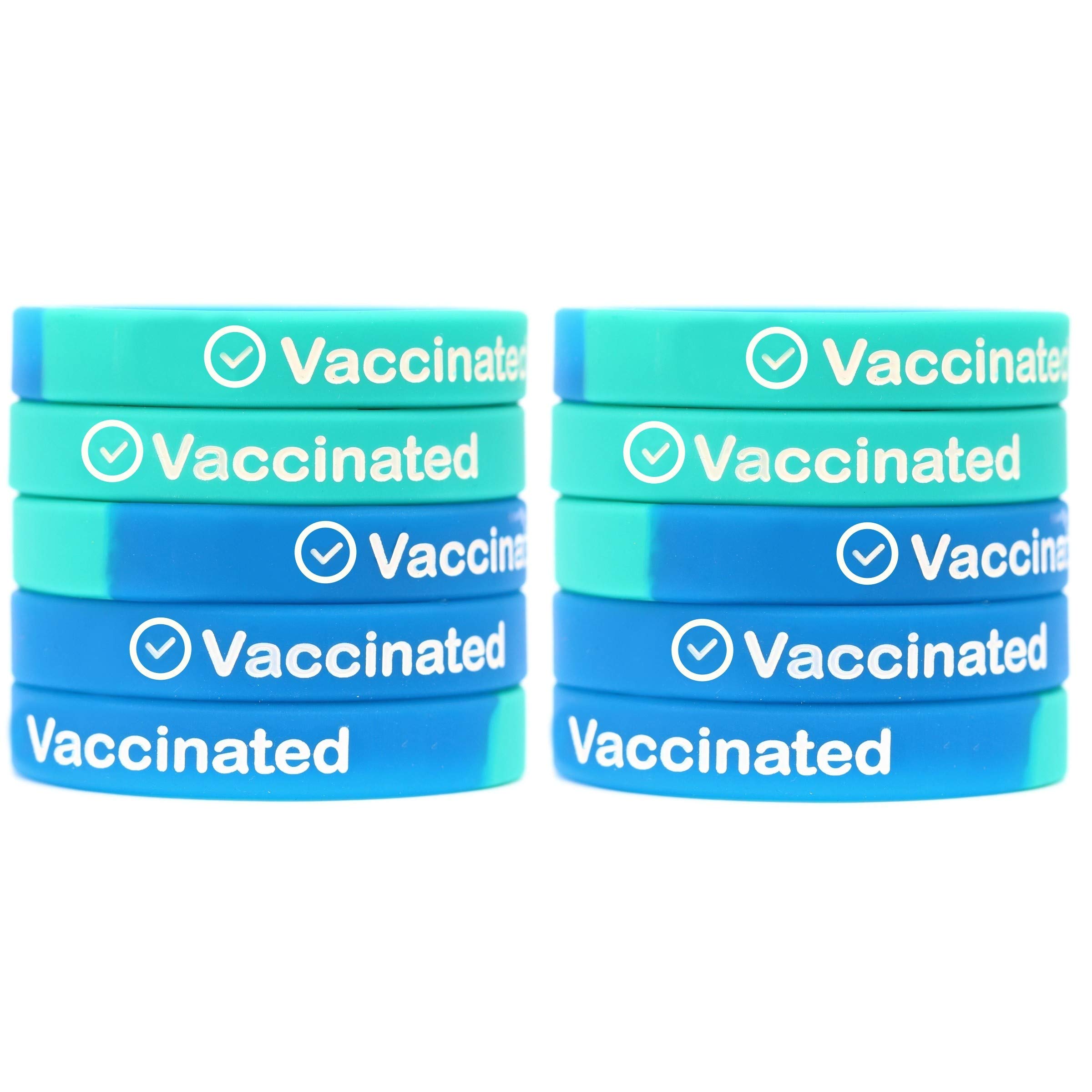 10 Pack Vaccinated Bracelets - Waterproof & Adjustable Silicone Wristbands for Medical ID, Health Awareness & Events (Ideal for Hospitals, Clinics & Fundraisers)