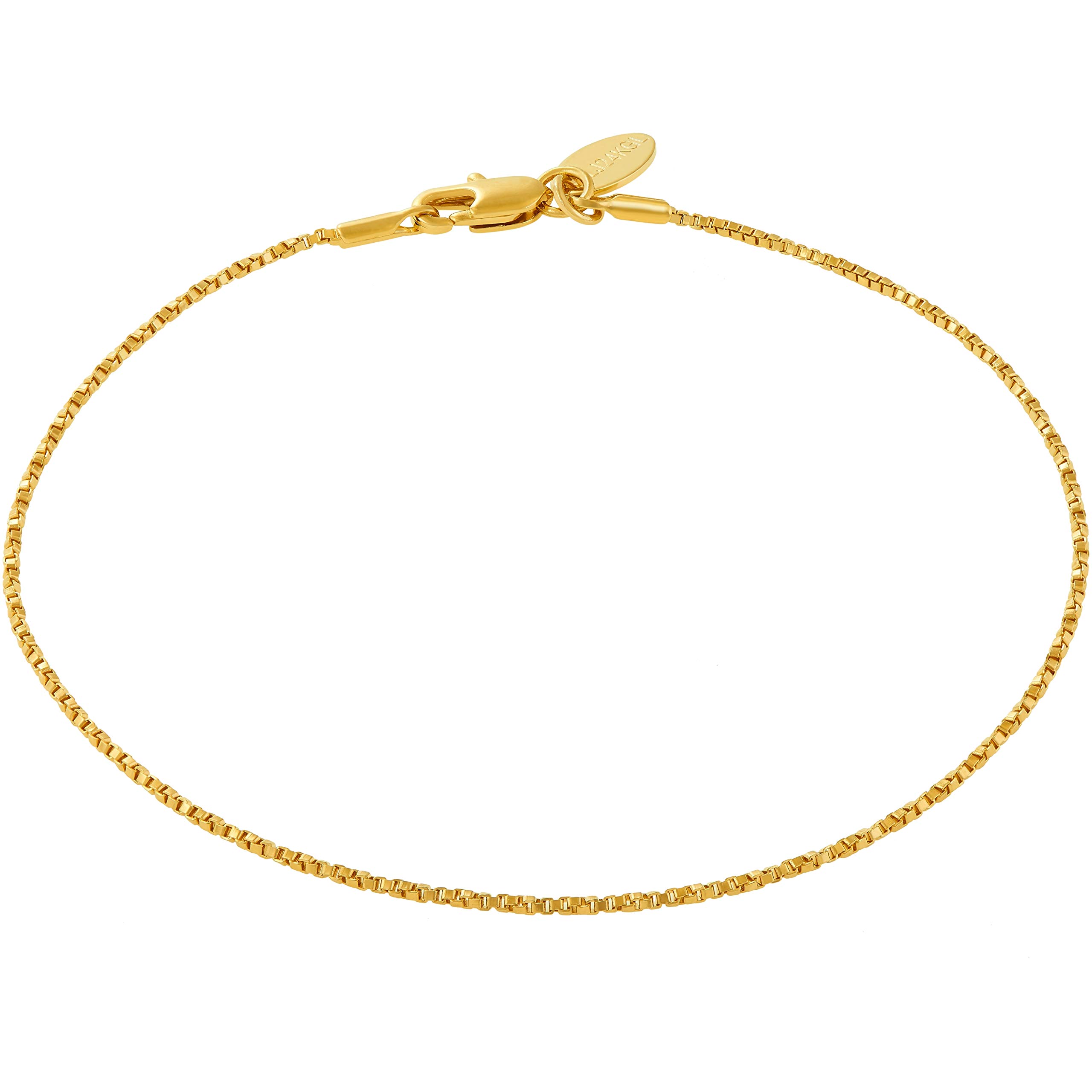 LIFETIME JEWELRY 24K Gold Plated Women's Twisted Box Chain Anklet Bracelet - Elegant Ankle Jewelry for Parties, Beach & Everyday Wear