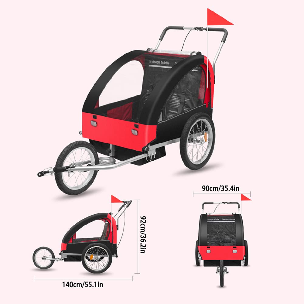 **2-in-1 Bike Trailer for Kids – Foldable 2-Seater Universal Bicycle Coupler | Convertible Cargo & Jogging Stroller – Perfect for Family Outings, Cycling Adventures & Outdoor Activities**
